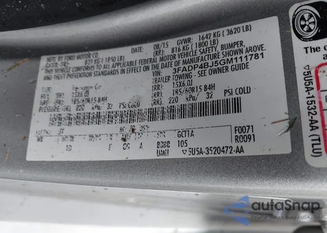 2016 Ford Fiesta Se z USA, uszkodzony, nr VIN 3FADP4BJ5GM111781